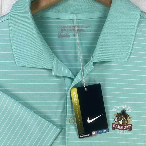 Nike Other - Nike Dri-FIT Golf Polo Shirt Mens Large Green Stripe U.S. Open Oakmont 2016 NWT